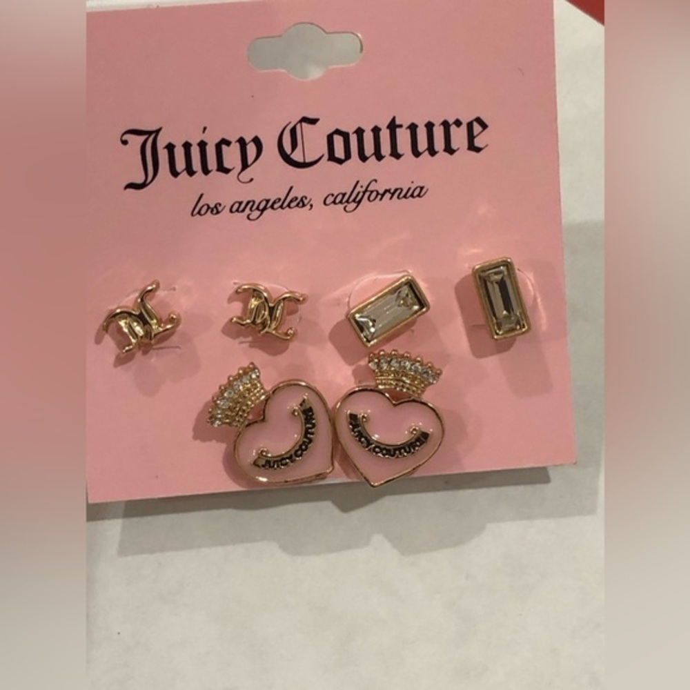 Juicy Couture 6pc juicy crown studded earrings set new